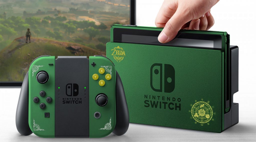 Console Switch customisée Zelda couleur kaki